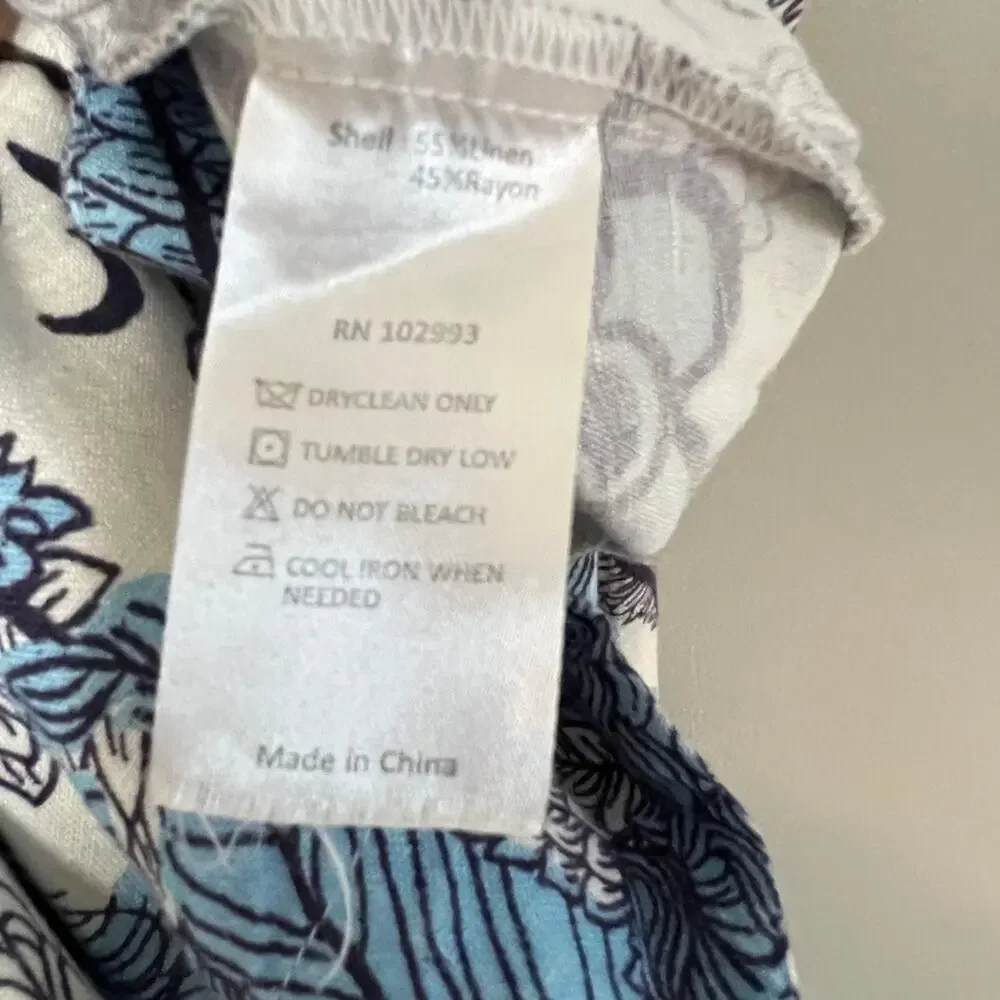 Derek Lam Collective RTR Floral Linen Blend Blue White Dress Size IT 38 US 2 - Picture 9 of 11